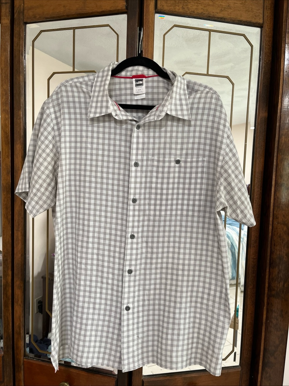 The North Face Gray Check Short-Sleeve Button-Up Shirt XL